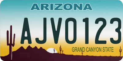 AZ license plate AJV0123