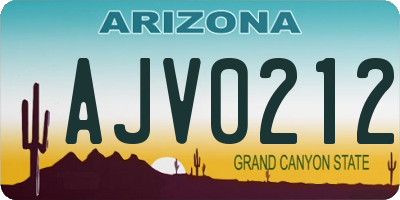 AZ license plate AJV0212