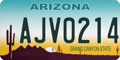 AZ license plate AJV0214