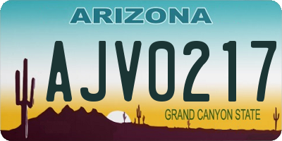 AZ license plate AJV0217
