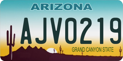 AZ license plate AJV0219