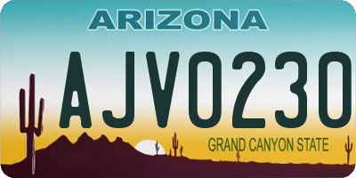 AZ license plate AJV0230