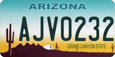 AZ license plate AJV0232