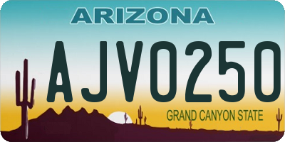 AZ license plate AJV0250