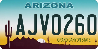 AZ license plate AJV0260