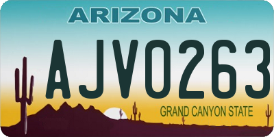 AZ license plate AJV0263