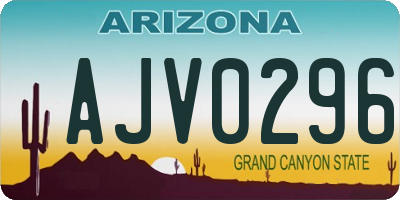 AZ license plate AJV0296