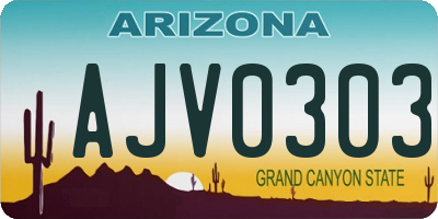 AZ license plate AJV0303