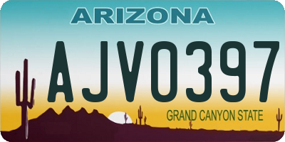 AZ license plate AJV0397