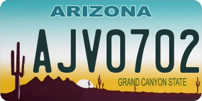 AZ license plate AJV0702