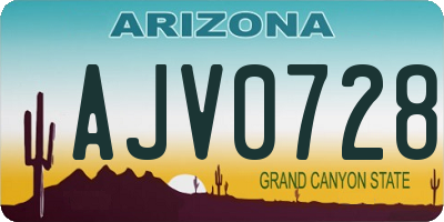 AZ license plate AJV0728