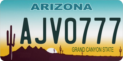 AZ license plate AJV0777