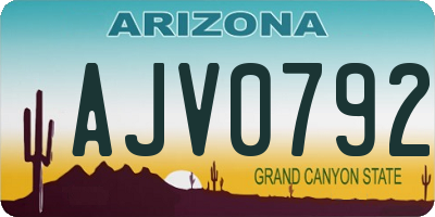 AZ license plate AJV0792