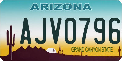 AZ license plate AJV0796