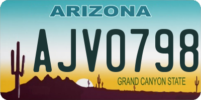 AZ license plate AJV0798