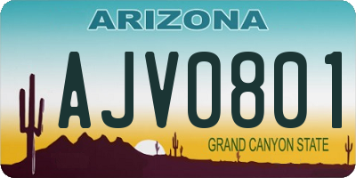 AZ license plate AJV0801