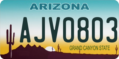 AZ license plate AJV0803