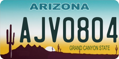 AZ license plate AJV0804