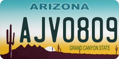 AZ license plate AJV0809
