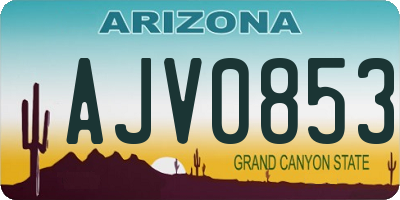 AZ license plate AJV0853
