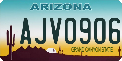 AZ license plate AJV0906