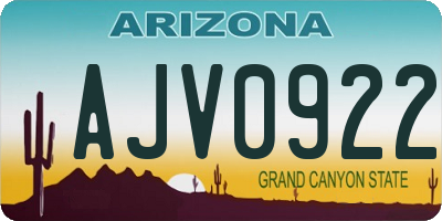 AZ license plate AJV0922