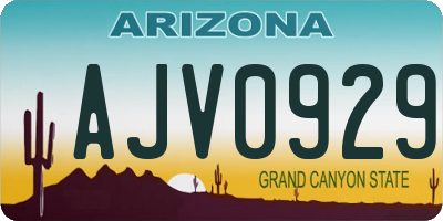 AZ license plate AJV0929