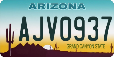 AZ license plate AJV0937