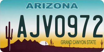 AZ license plate AJV0972