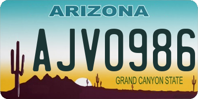 AZ license plate AJV0986