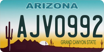 AZ license plate AJV0992