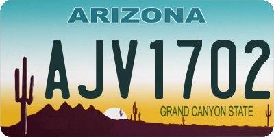 AZ license plate AJV1702