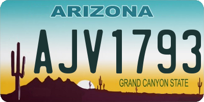 AZ license plate AJV1793