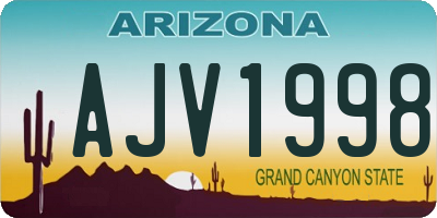 AZ license plate AJV1998