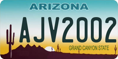 AZ license plate AJV2002