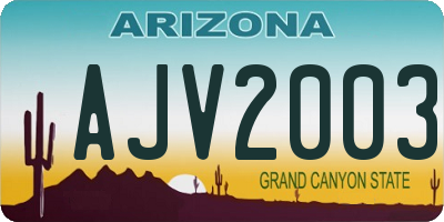 AZ license plate AJV2003
