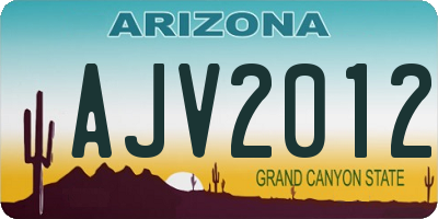AZ license plate AJV2012