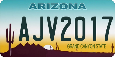 AZ license plate AJV2017