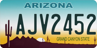 AZ license plate AJV2452
