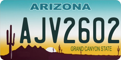 AZ license plate AJV2602