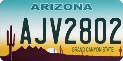 AZ license plate AJV2802