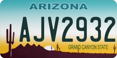 AZ license plate AJV2932
