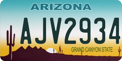 AZ license plate AJV2934