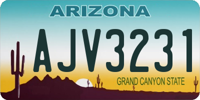 AZ license plate AJV3231