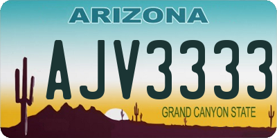 AZ license plate AJV3333