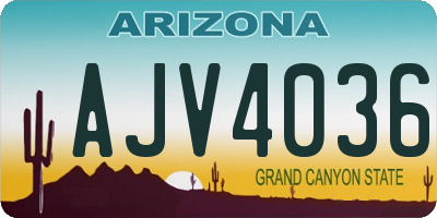 AZ license plate AJV4036