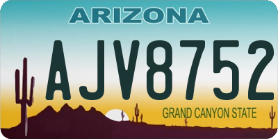 AZ license plate AJV8752