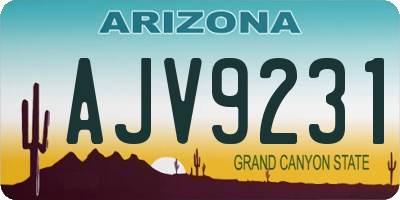AZ license plate AJV9231