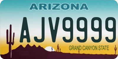 AZ license plate AJV9999