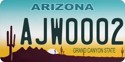 AZ license plate AJW0002